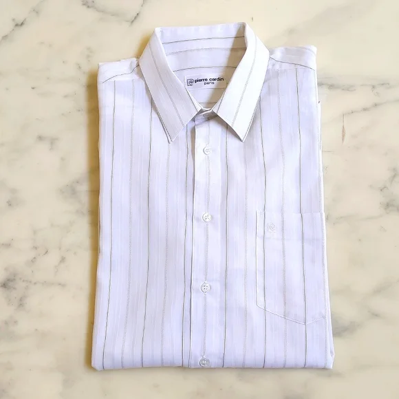 pierre cardin men's dress shirts Pierre Cardin Viscose Mens Shirt Floral Striped Mens Shirt Short Sleeves Buttons up Summer Shirt Extra Large Size